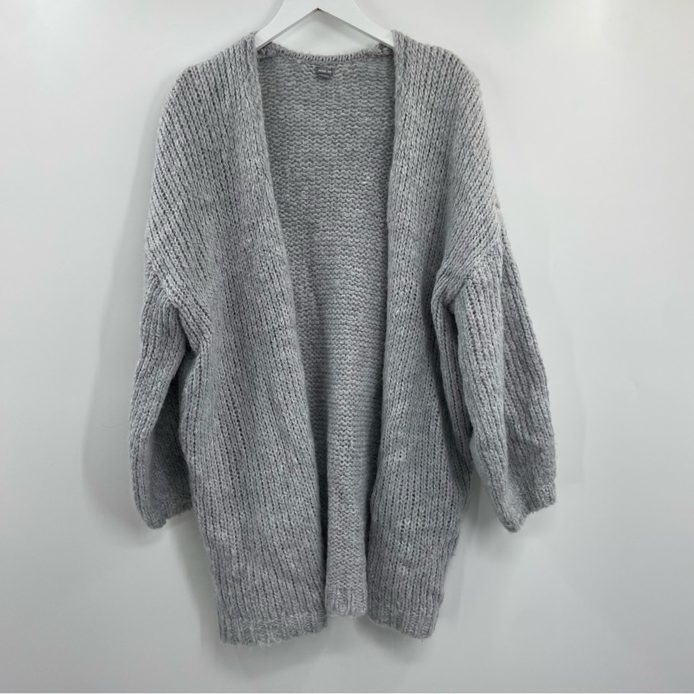 Aerie Sweater Chunky Oversized Knit Cardigan Grey Slouchy Cozy